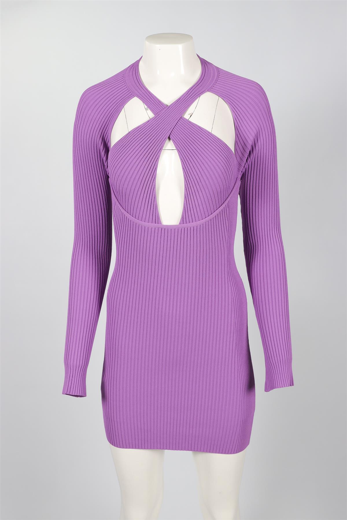 DAVID KOMA PURPLE KNIT MINI DRESS XSMALL