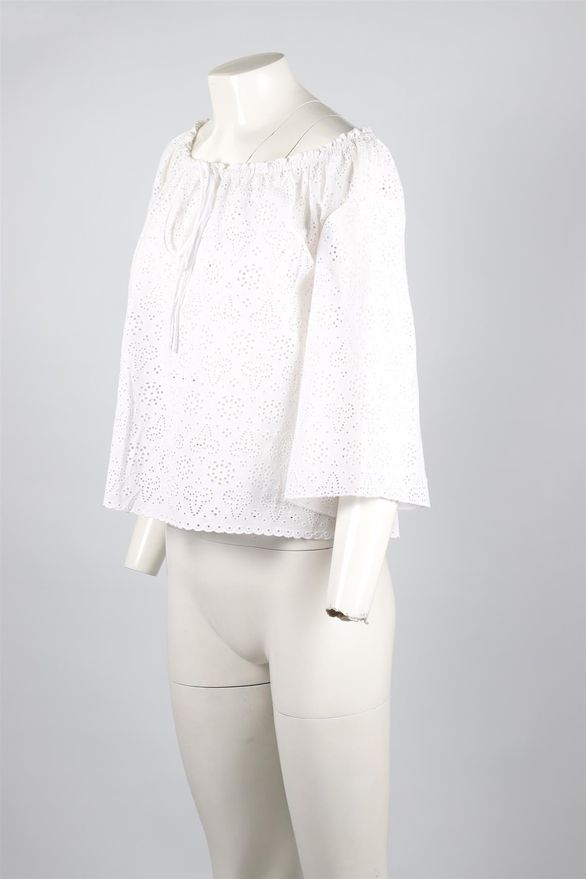 LOVESHACKFANCY WHITE COTTON TOP US 2 UK 6