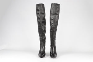 SAINT LAURENT BLACK LEATHER OVER THE KNEE BOOTS EU 39 UK 6 US 9