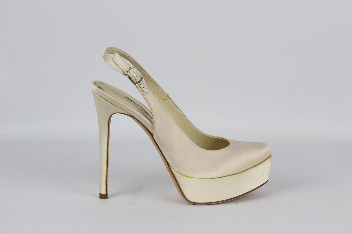VERA WANG LAVENDER SATIN PLATFORM SLINGBACK PUMPS EU 37 UK 4 US 7