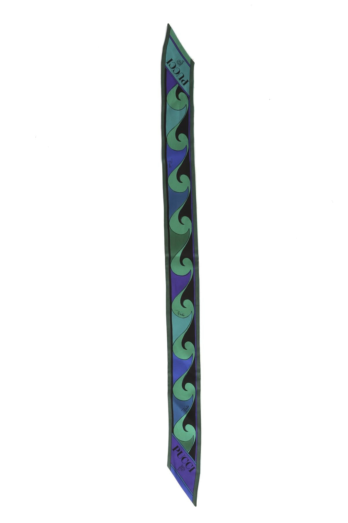PUCCI GREEN SILK TWILLY SCARF