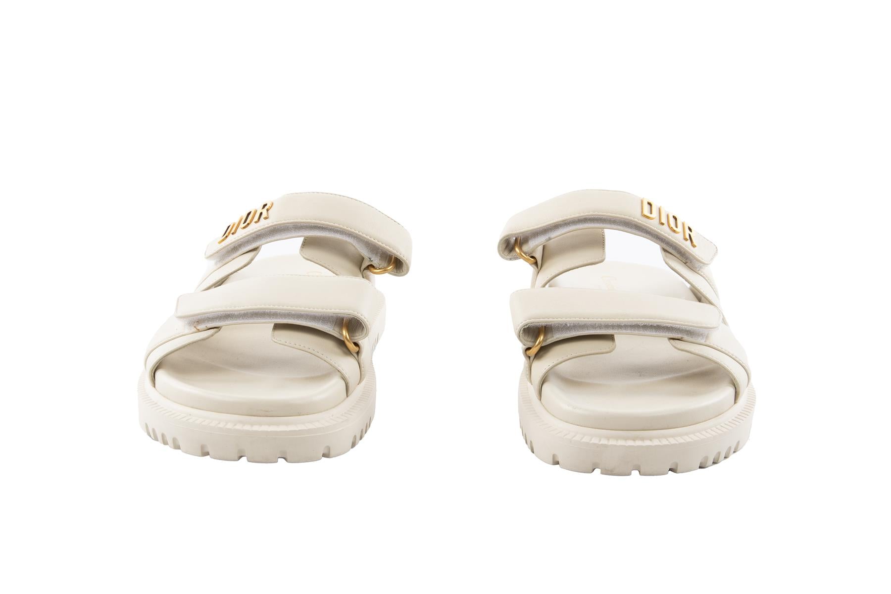 CHRISTIAN DIOR CREAM DIORACT LEATHER SLIDES EU 38 UK 5 US 8
