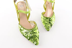 FENDI GREEN SEQUIN PUMPS EU 38 UK 5 US 8