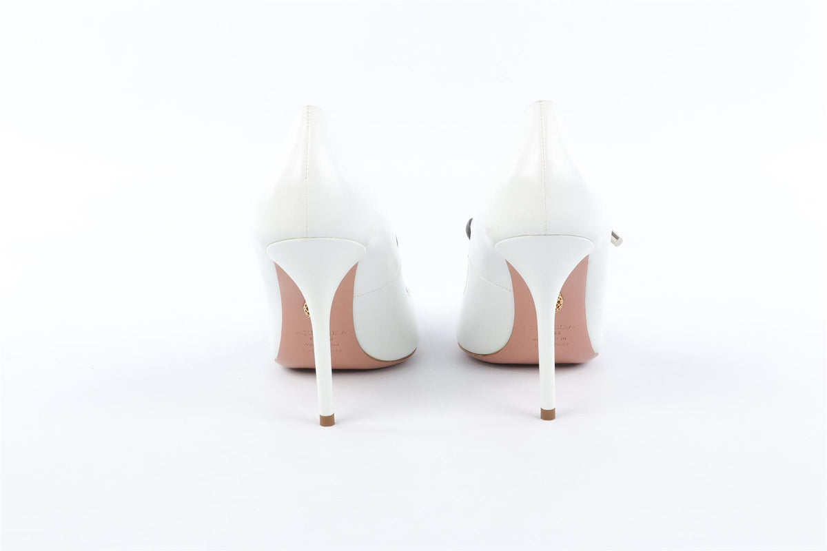 AQUAZZURA WHITE LEATHER PUMPS EU 38.5 UK 5.5 US 8.5
