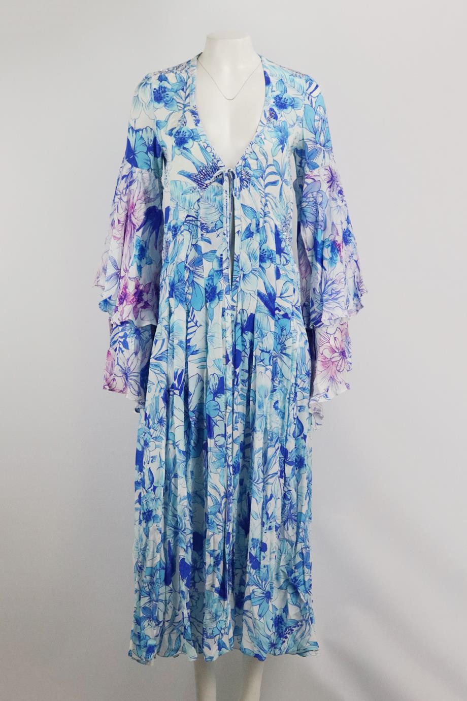 ROCOCO SAND FLORAL PRINT CREPE ROBE SMALL