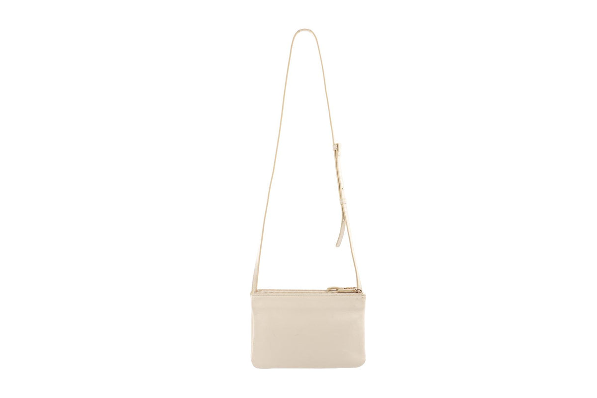 CELINE WHITE TRIO LEATHER CROSSBODY BAG