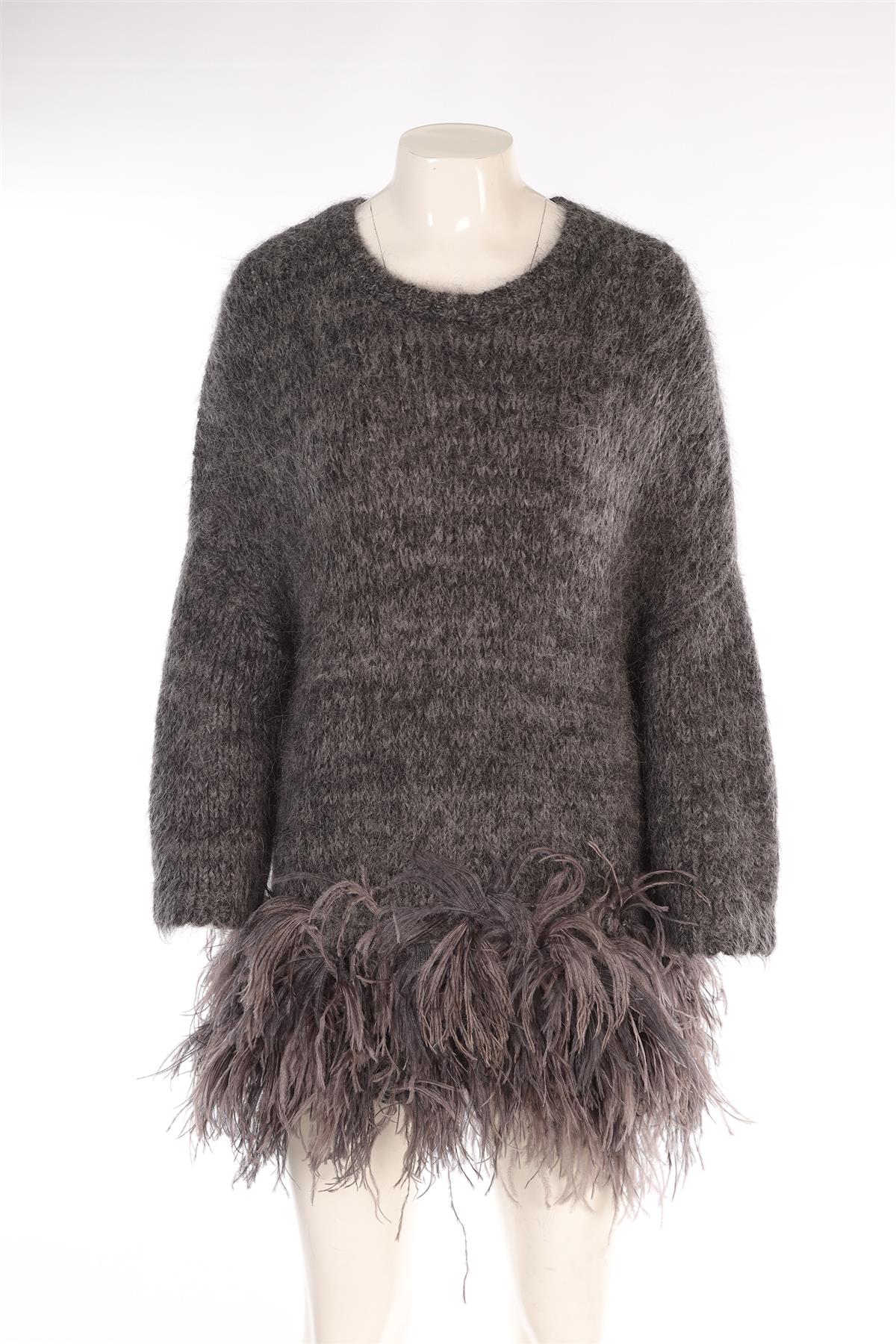DRIES VAN NOTEN GREY ALPACA MINI DRESS SMALL