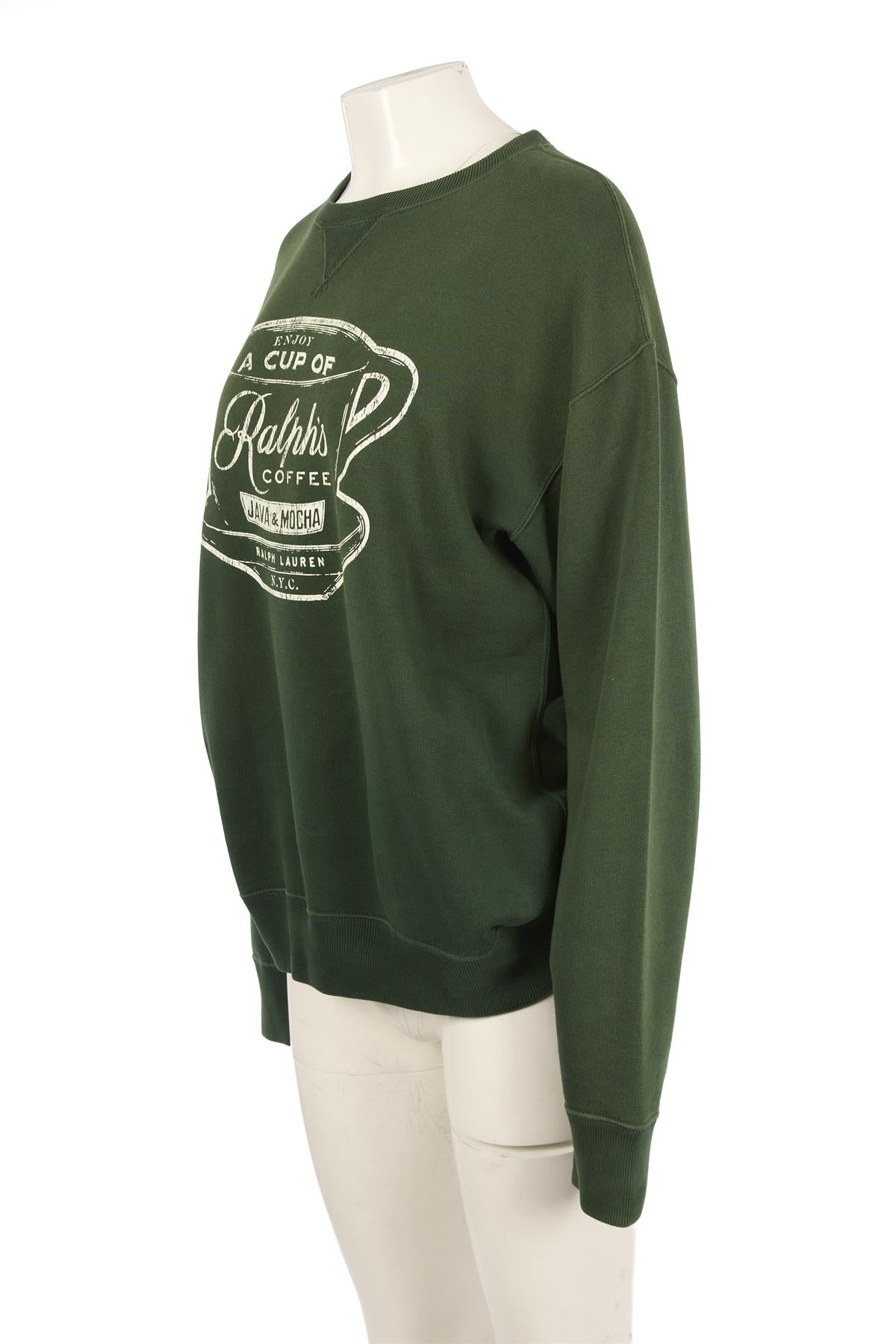 POLO RALPH LAUREN GREEN COTTON SWEATSHIRT MEDIUM
