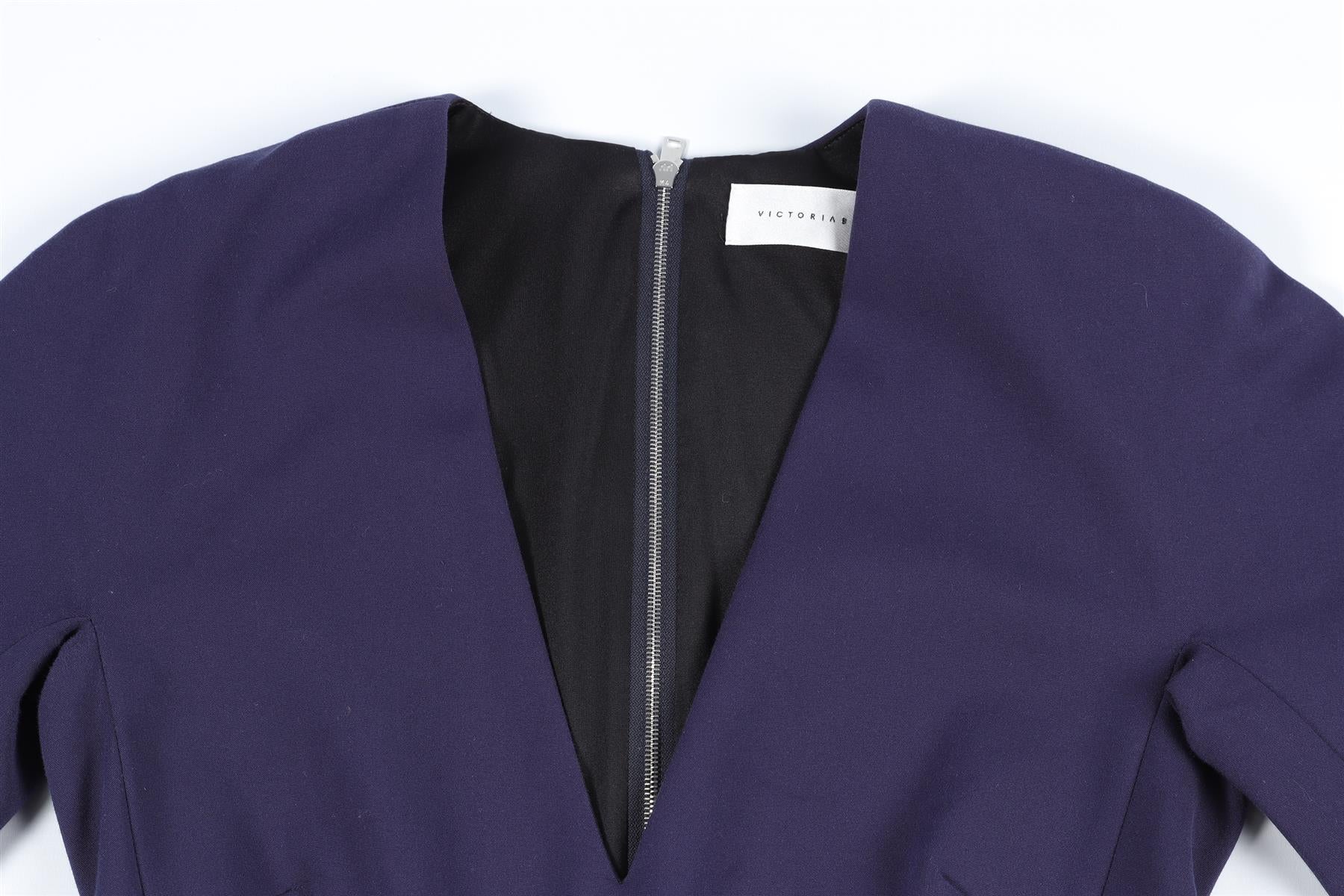 VICTORIA BECKHAM NAVY COTTON MIDI DRESS UK 6