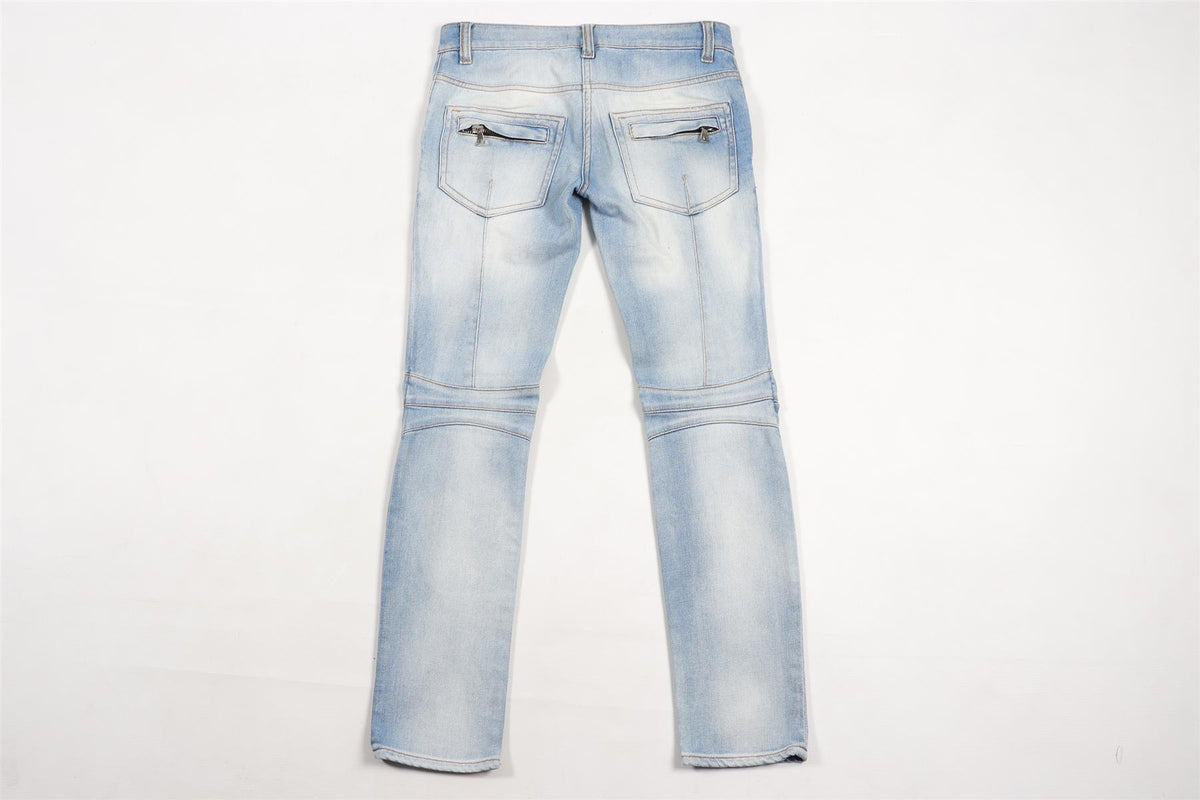 BALMAIN BLUE LOW RISE SKINNY JEANS FR 34 UK 6