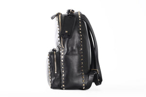 VALENTINO GARAVANI BLACK ROCKSTUD MEDIUM LEATHER BACKPACK