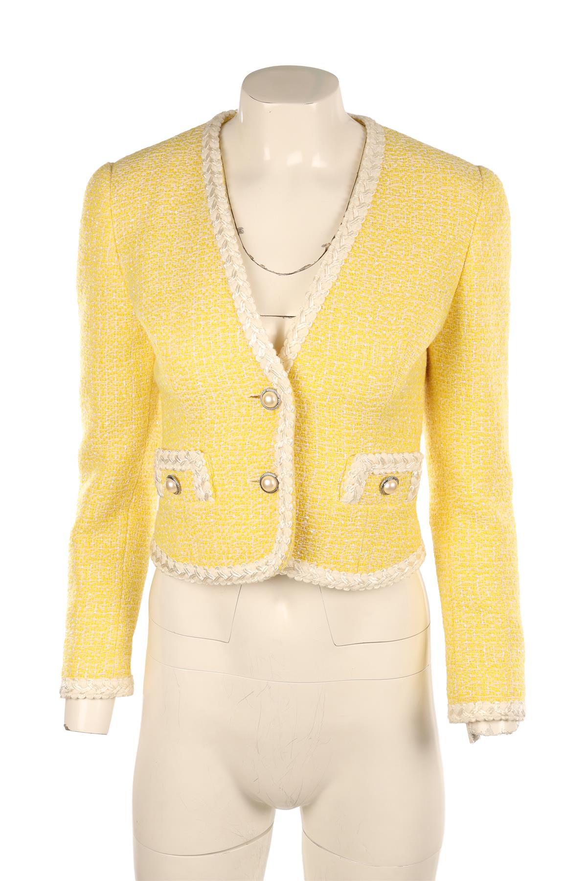 ALESSANDRA RICH YELLOW TWEED JACKET IT 40 UK 8