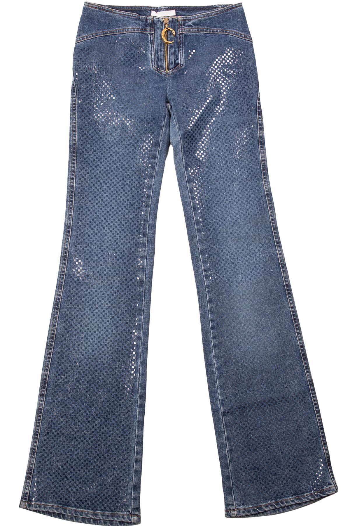ROBERTO CAVALLI BLUE VINTAGE LOW RISE FLARED JEANS XSMALL
