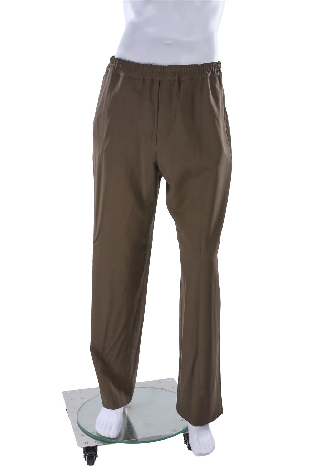 KHAKI MEN'S WOOL STRAIGHT LEG PANTS