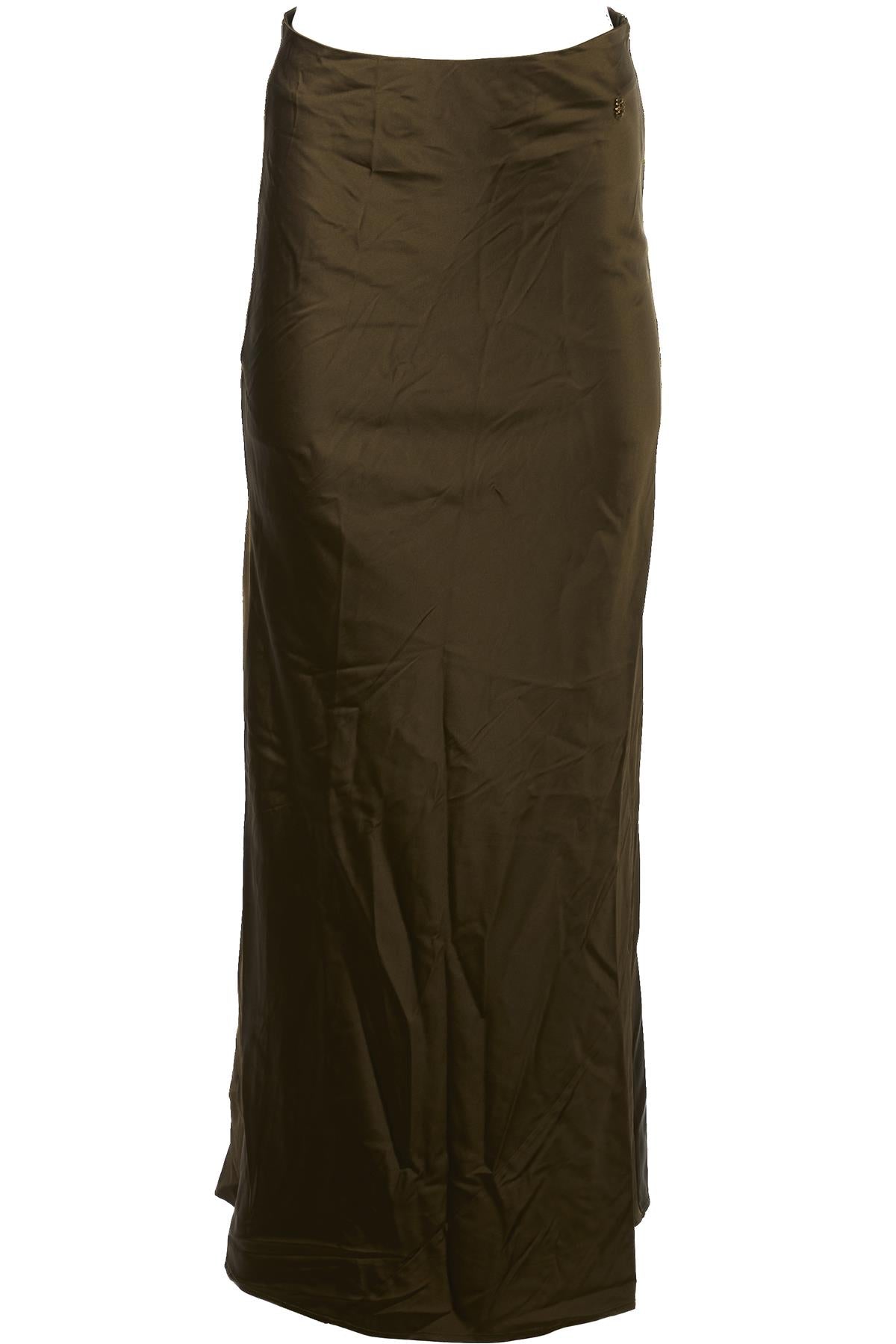 ETERNE GREEN SILK MAXI SKIRT XSMALL/SMALL
