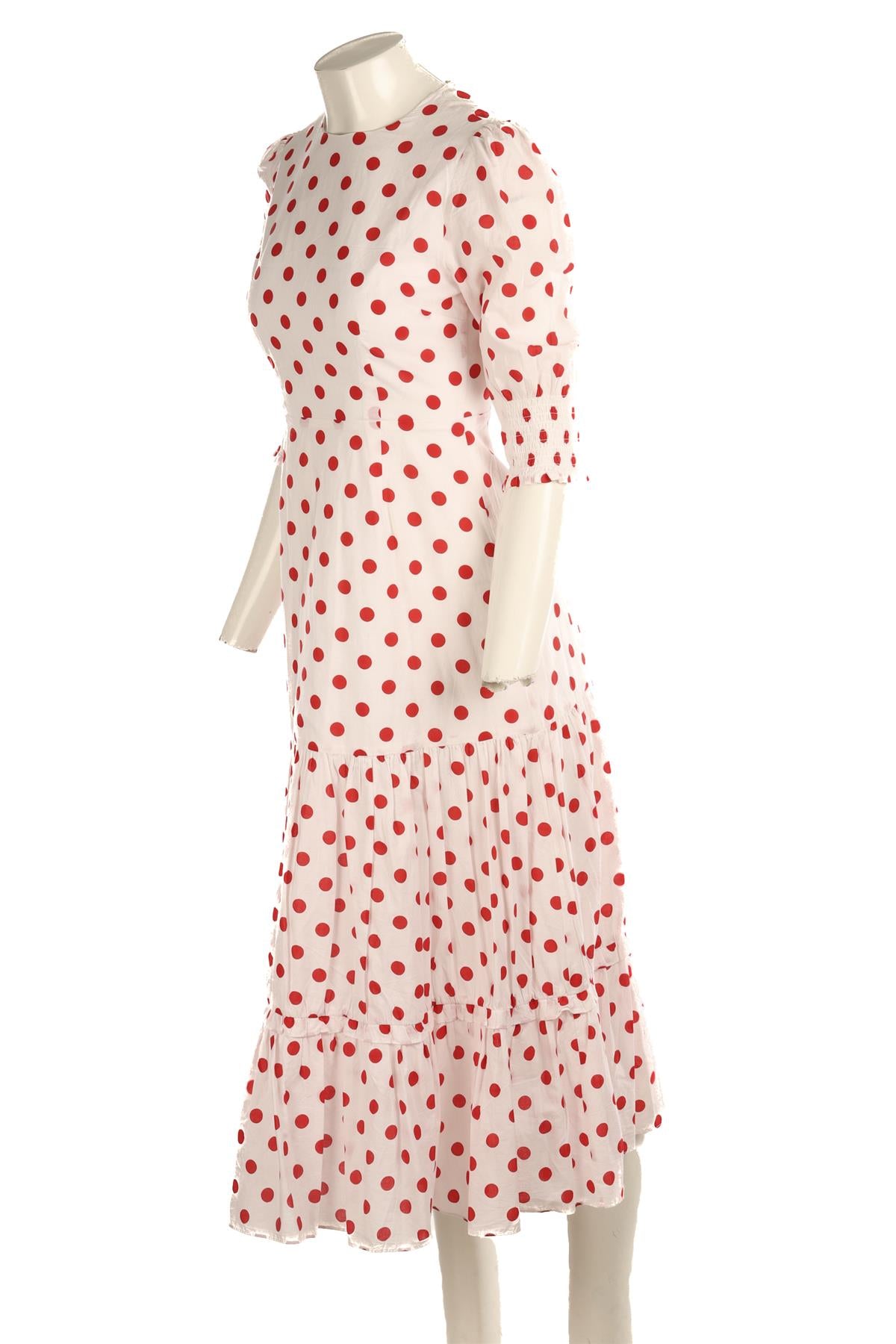 RIXO WHITE COTTON MAXI DRESS XSMALL