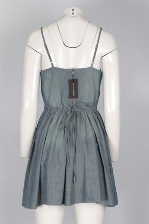 RE/DONE + PAMELA ANDERSON BLUE CHAMBRAY MINI DRESS SMALL