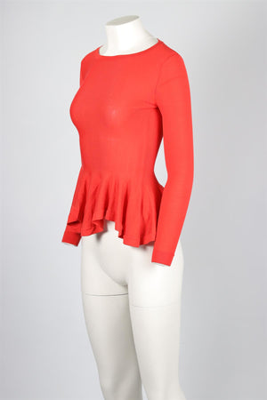 ALEXANDER MCQUEEN RED WOOL TOP XSMALL