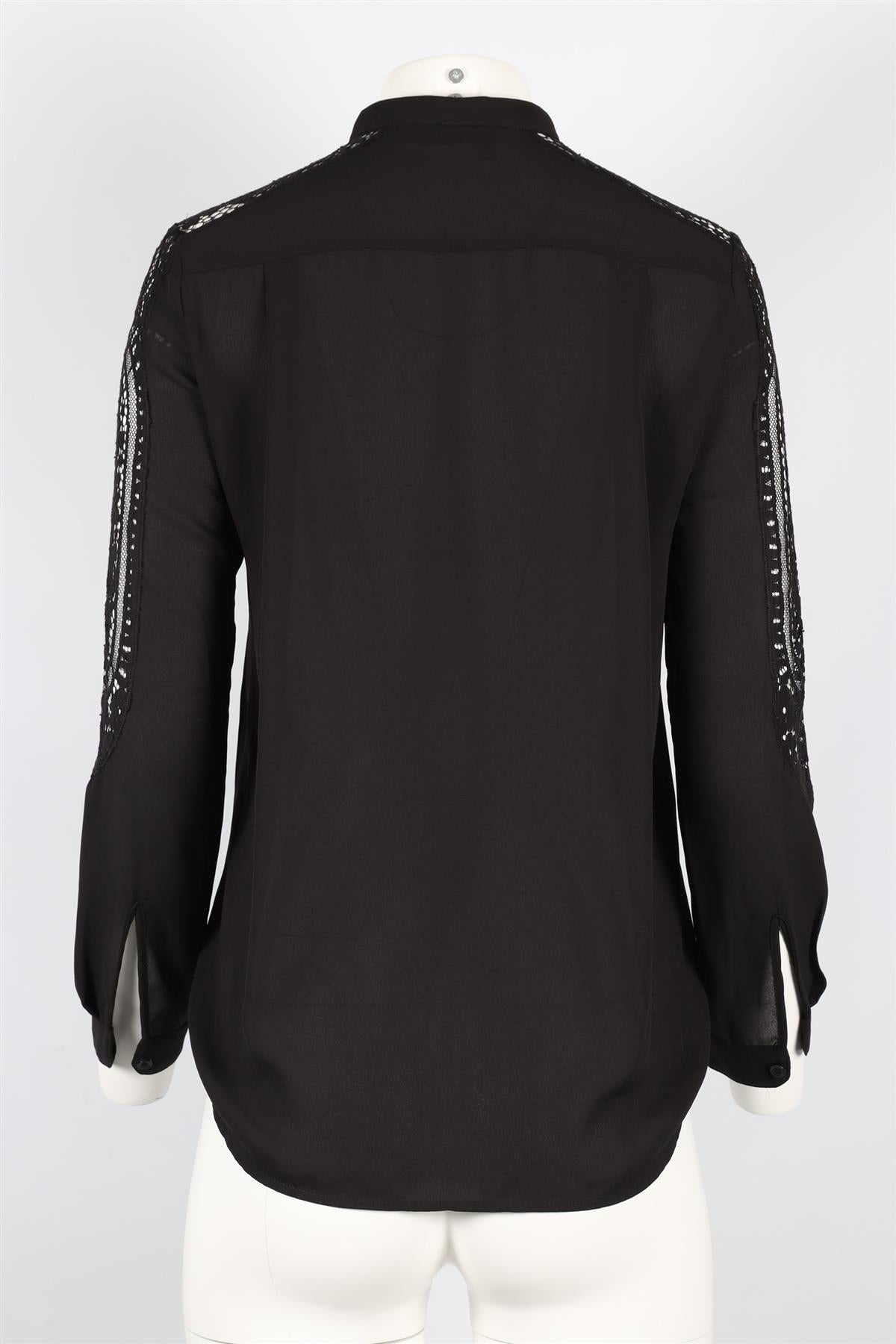 THE KOOPLES BLACK CHIFFON AND LACE SHIRT SIZE XS