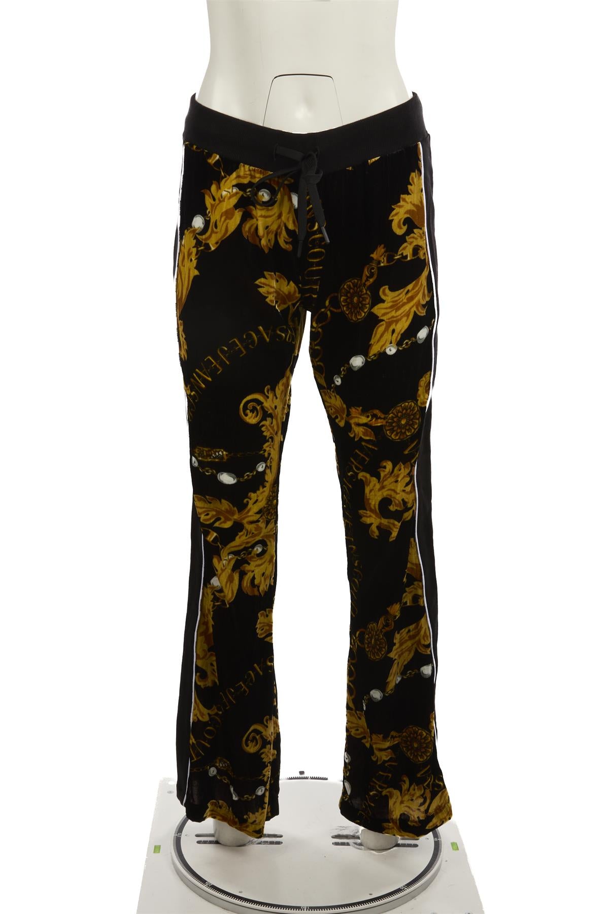 VERSACE JEANS COUTURE BLACK VELVET STRAIGHT LEG PANTS MEDIUM