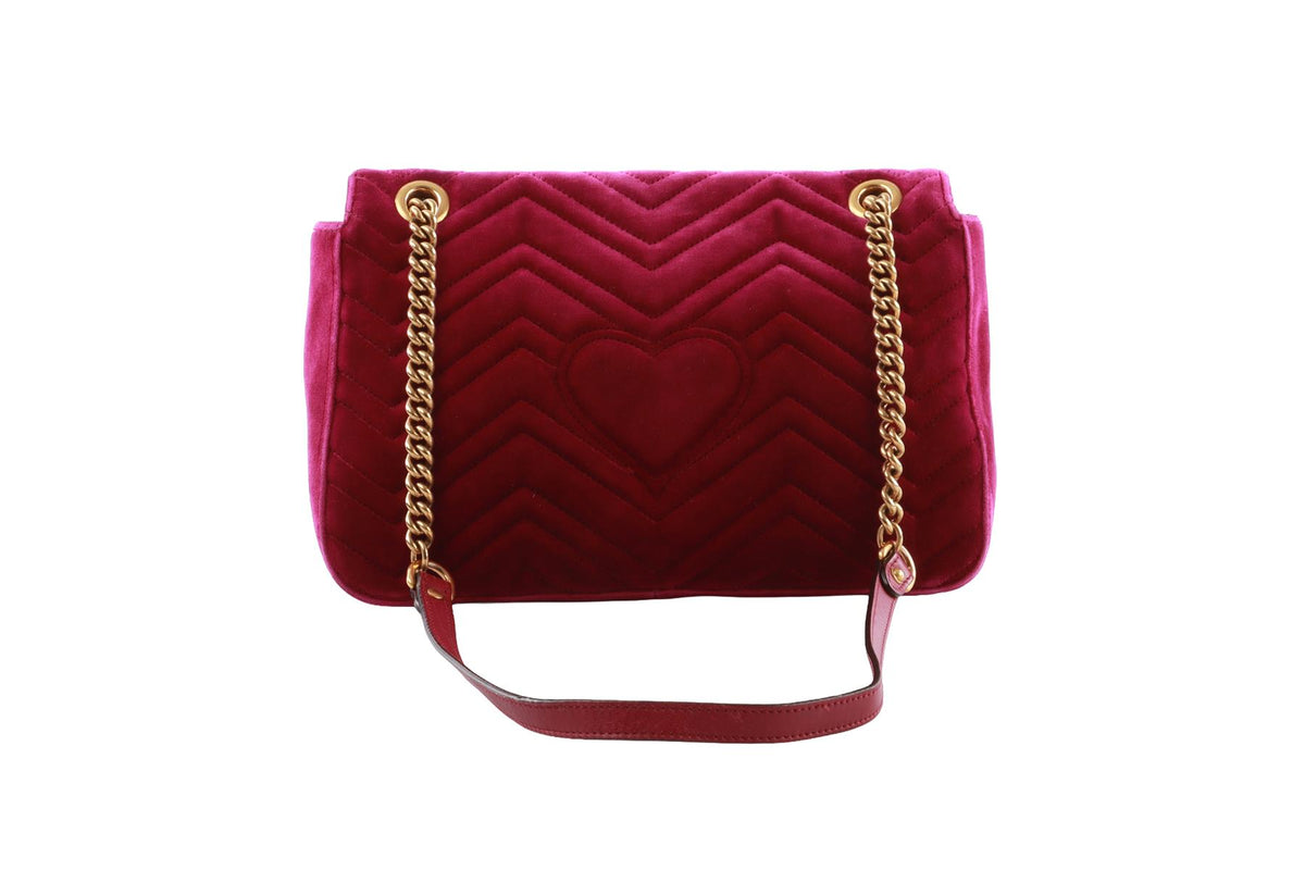 PURPLE MARMONT LARGE QUILTED VELVET SHOULDER BAG