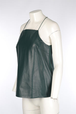 TIBI GREEN LEATHER TOP US 6 UK 10