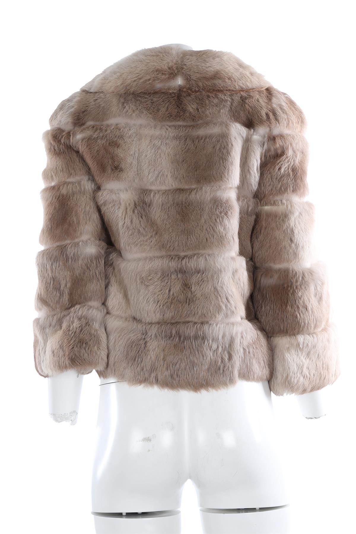ANYA HINDMARCH BEIGE RABBIT FUR JACKET SMALL
