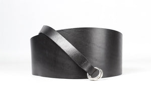 ISABEL MARANT BLACK LEATHER WAIST BELT 66 IN