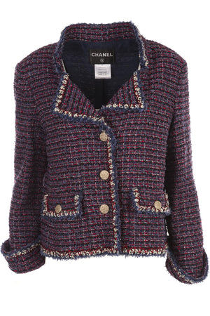 CHANEL NAVY 2012 TWEED JACKET FR 42 UK 14