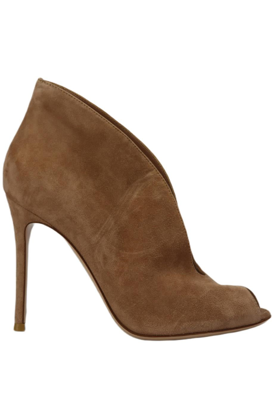 GIANVITO ROSSI SUEDE PEEP TOE ANKLE BOOTS EU 38.5 UK 5.5 US 8.5