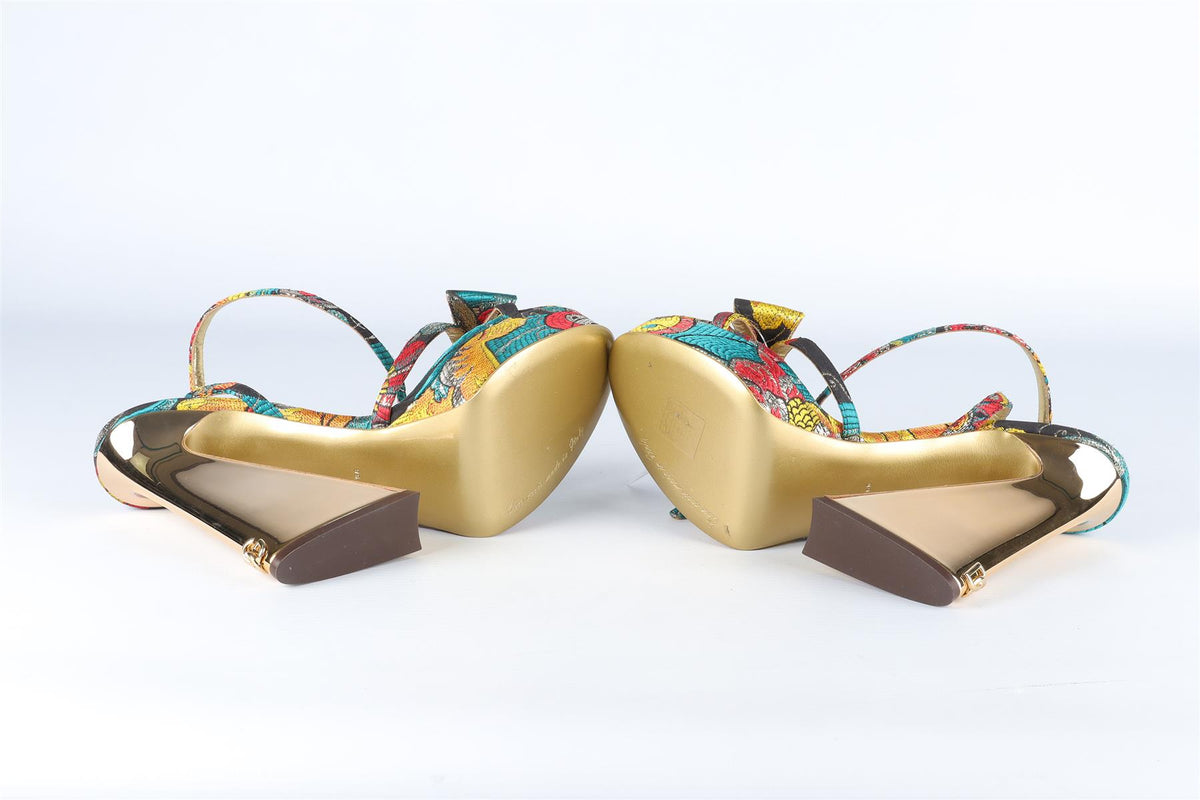 DOLCE & GABBANA GOLD JACQUARD SANDALS EU 38 UK 5 US 8