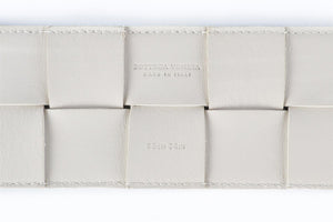 BOTTEGA VENETA WHITE INTRECCIATO LEATHER WAIST BELT 85 CM