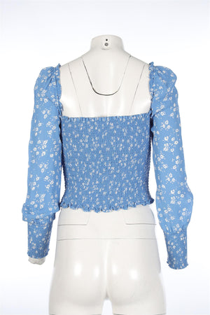 REFORMATION BLUE CREPE TOP SMALL