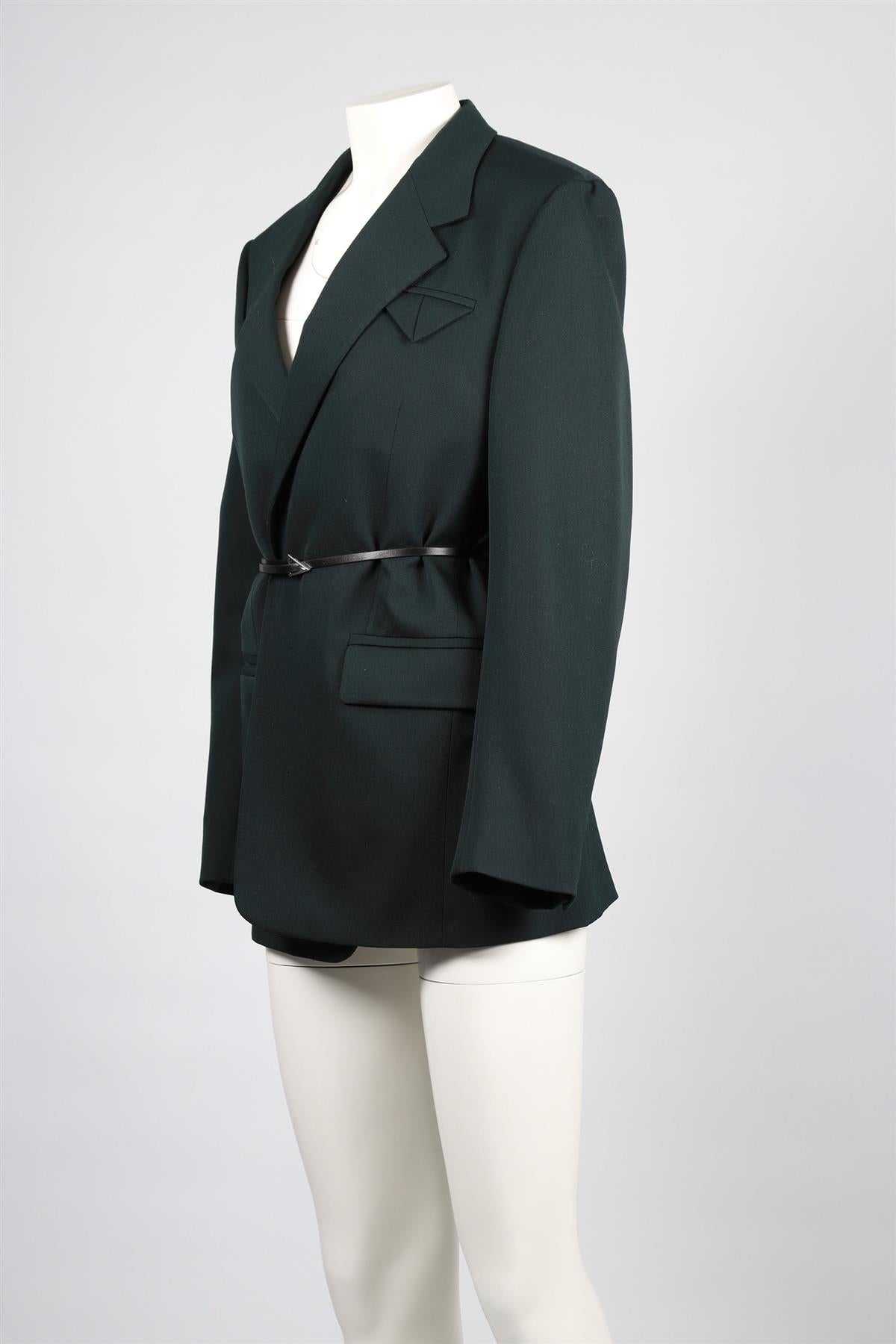 BOTTEGA VENETA GREEN WOOL BLEND BLAZER IT 42 UK 10