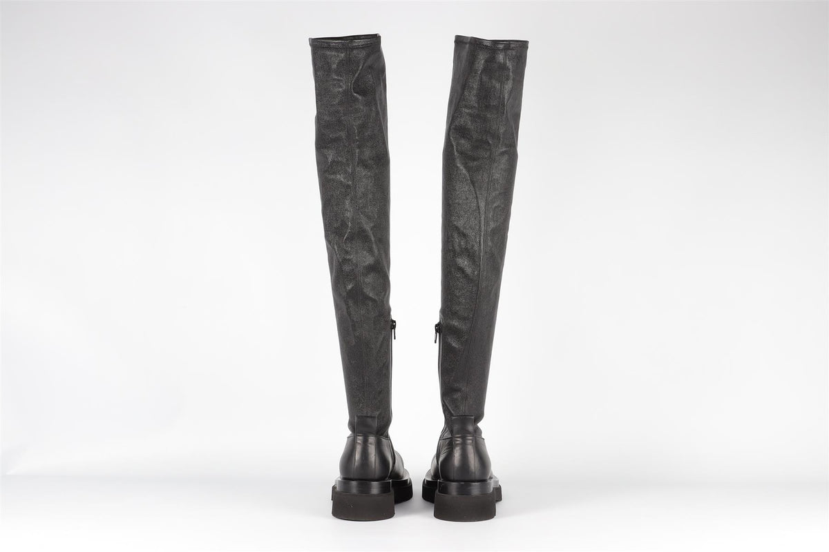 BOTTEGA VENETA BLACK LEATHER OVER THE KNEE BOOTS EU 39 UK 6 US 9