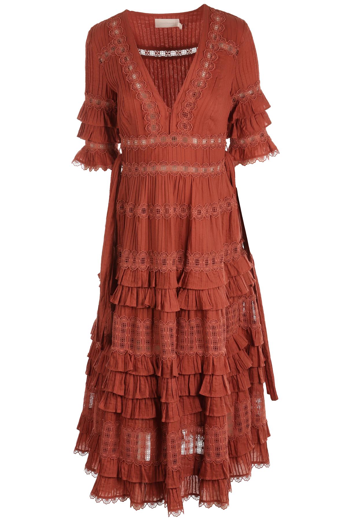 ZIMMERMANN PINK COTTON MAXI DRESS 1 UK 10