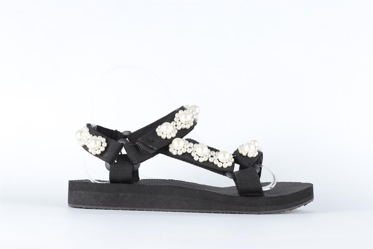ARIZONA LOVE BLACK PEARL AND RUBBER SANDALS EU 38 UK 5 US 8