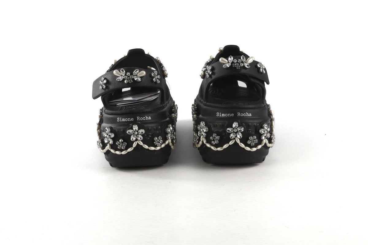 Simone Rocha + Crocs Black Stomp Rubber Platform Sandals UK 3-4