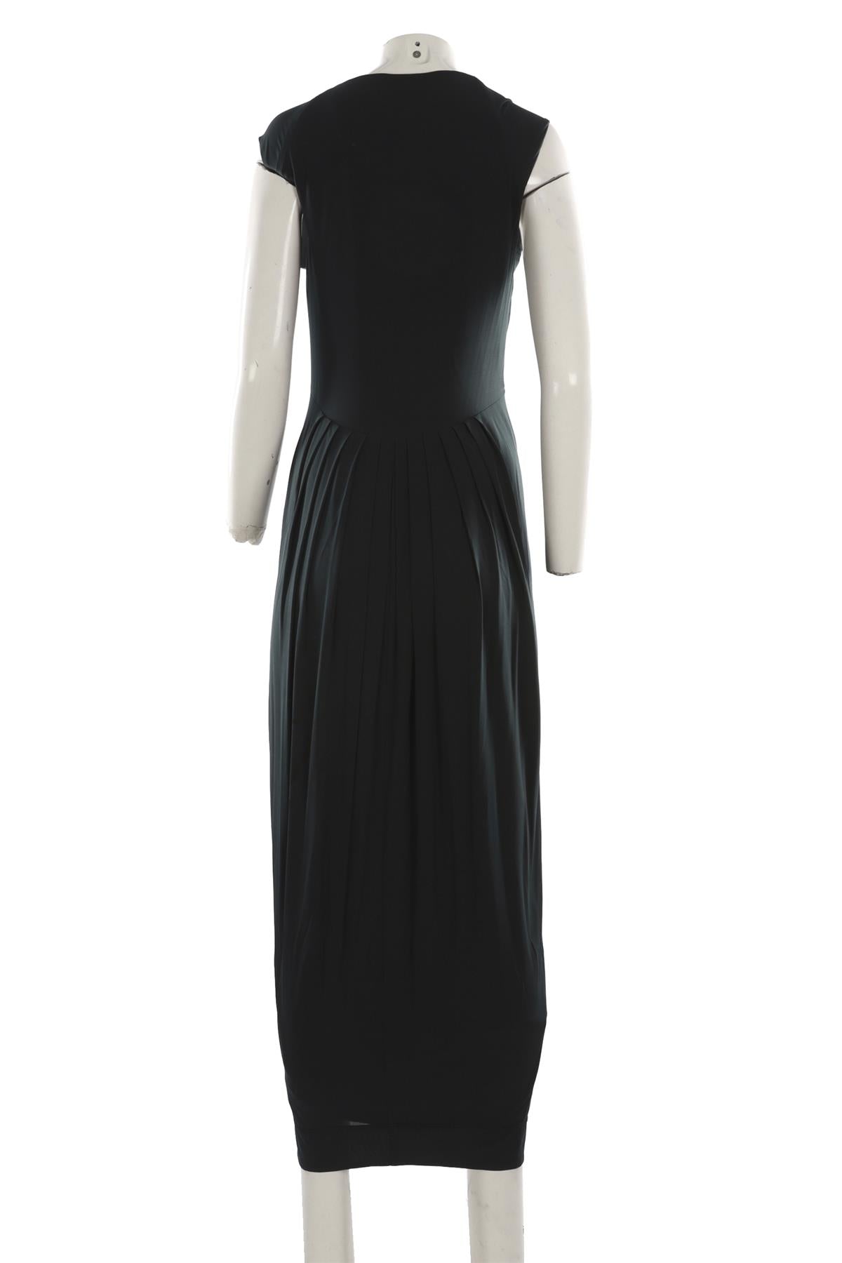 DONNA KARAN GREEN JERSEY MAXI DRESS MEDIUM