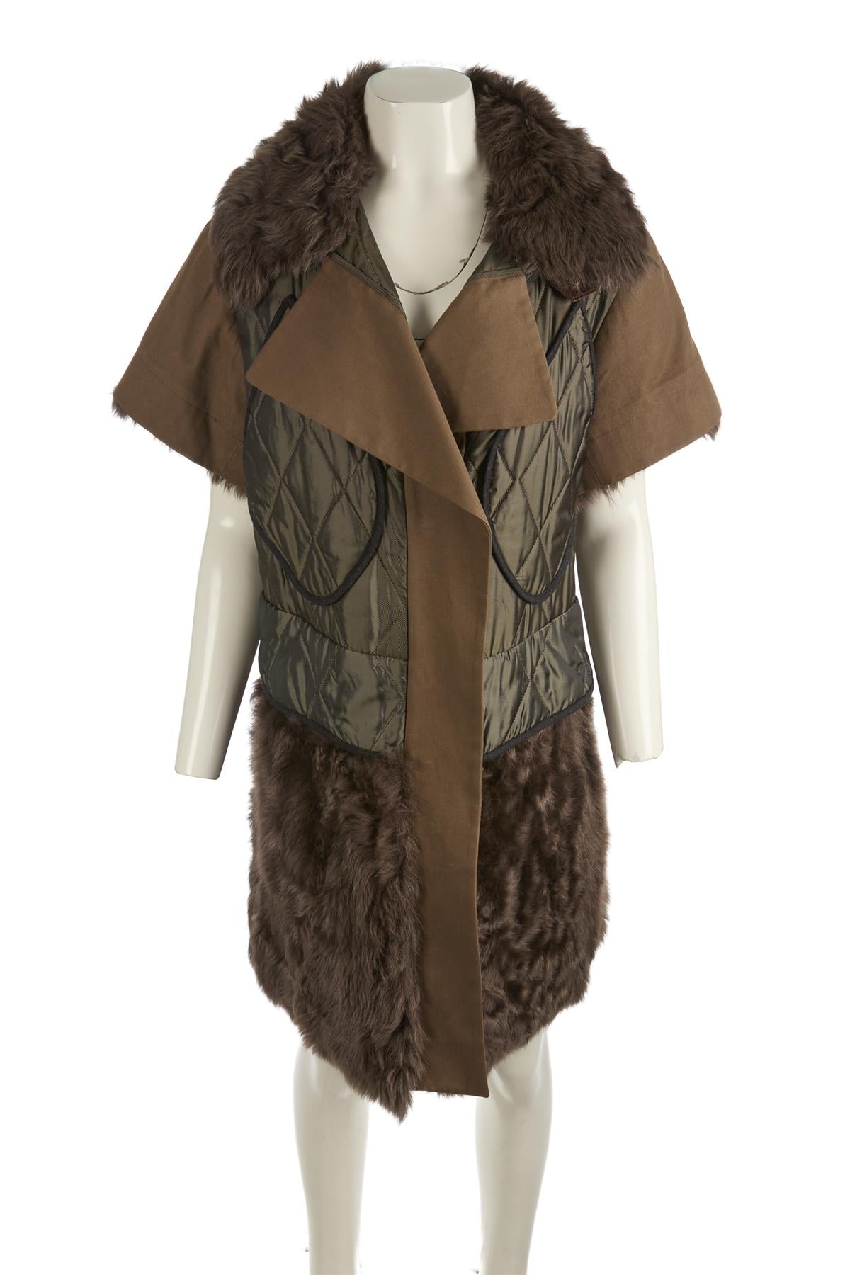 MARNI BROWN 2010 SHEARLING AND COTTON COAT IT 40 UK 8