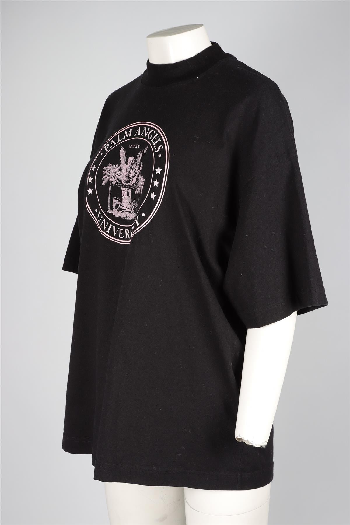 PALM ANGELS BLACK COTTON T-SHIRT MEDIUM