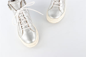 GIUSEPPE ZANOTTI SILVER LEATHER HIGH TOP SNEAKERS EU 38 UK 5 US 8