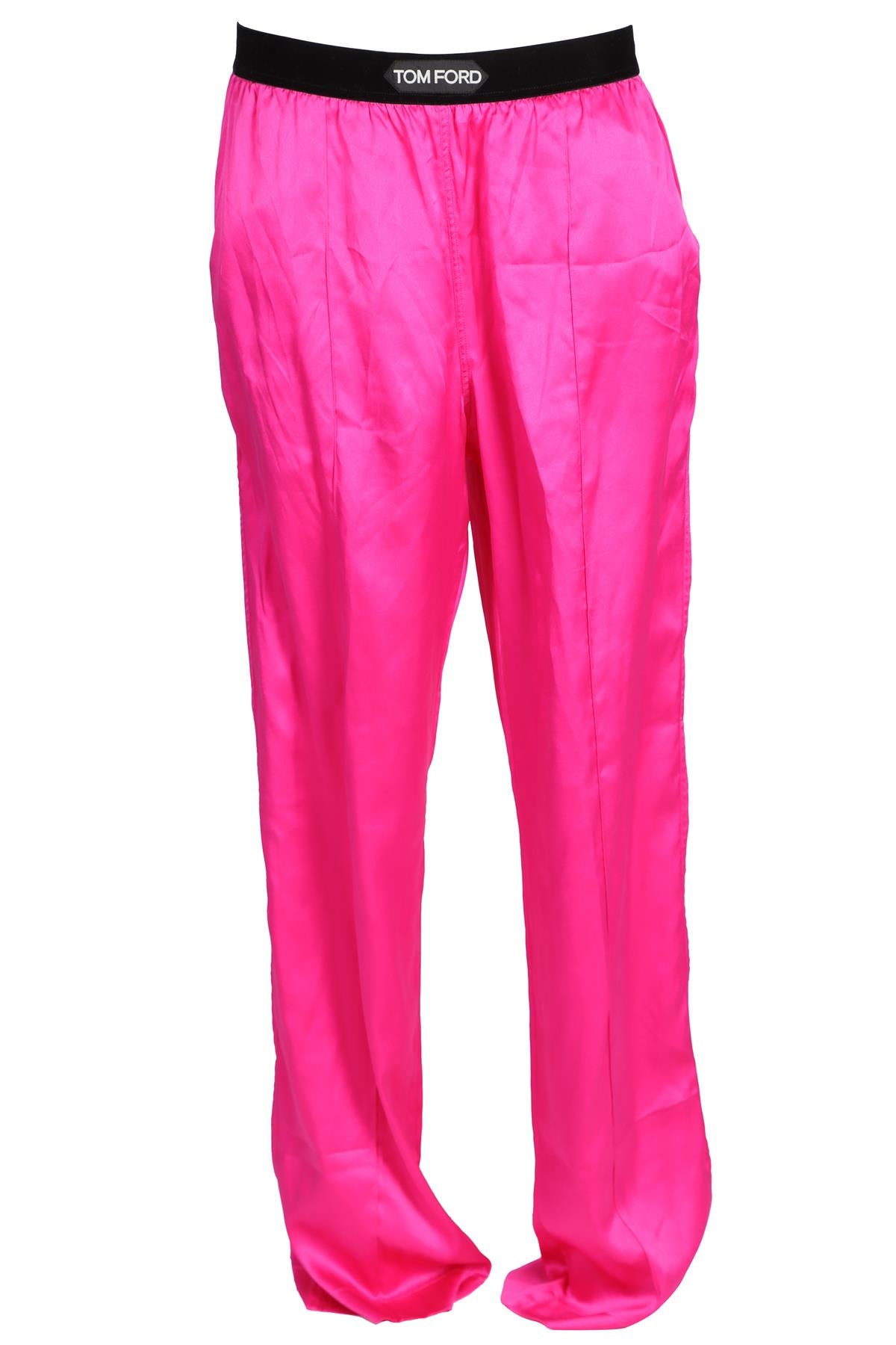 TOM FORD PINK SILK STRAIGHT LEG PANTS LARGE