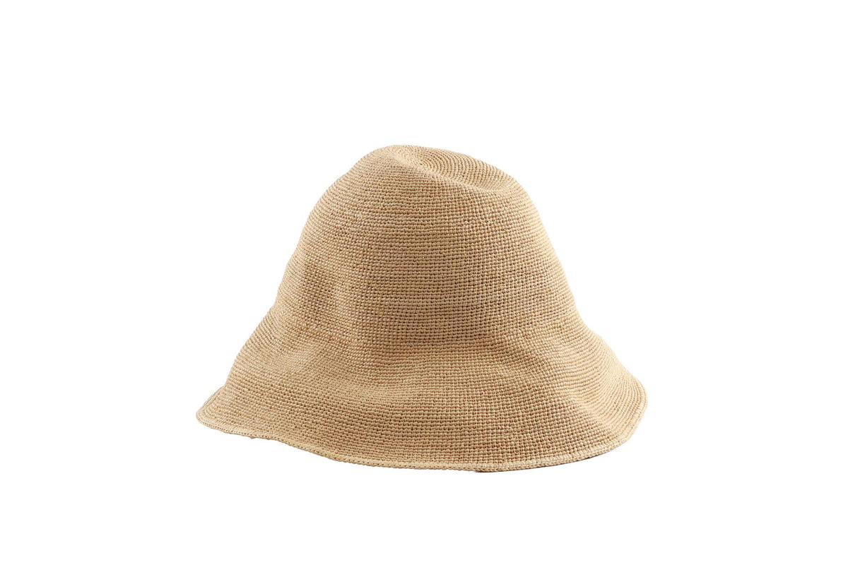 JANESSA LEONE BEIGE WOVEN HAT MEDIUM