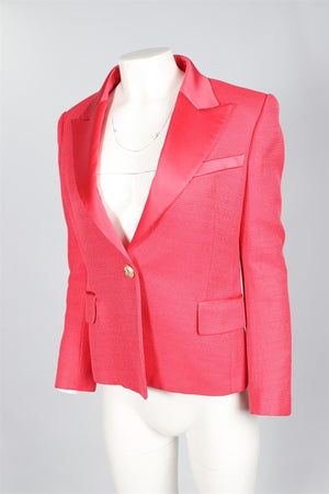 BALMAIN PINK WOVEN BLAZER FR 40 UK 12