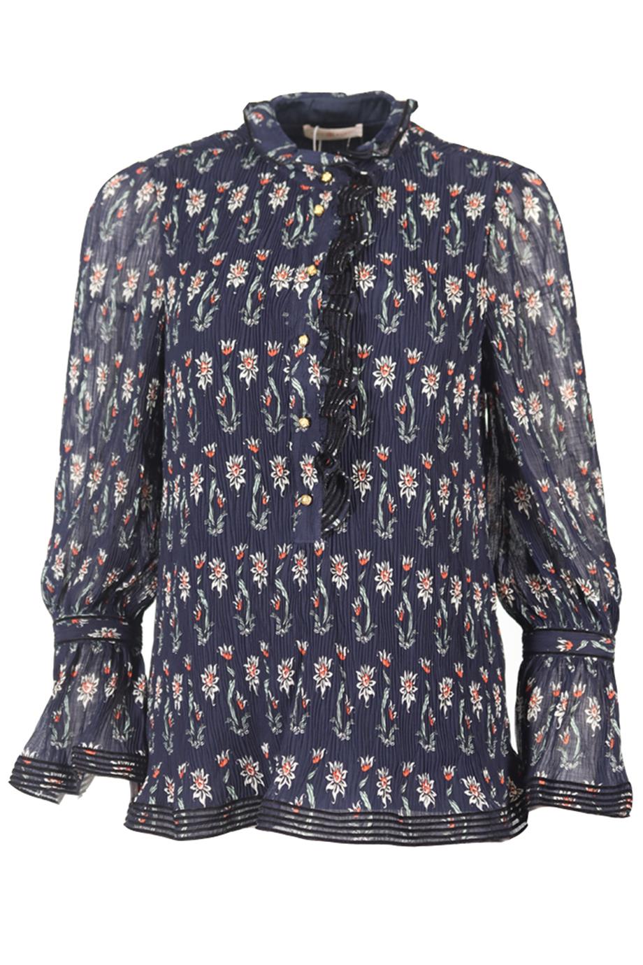 TORY BURCH FLORAL PRINT CREPE TOP US 2 UK 6