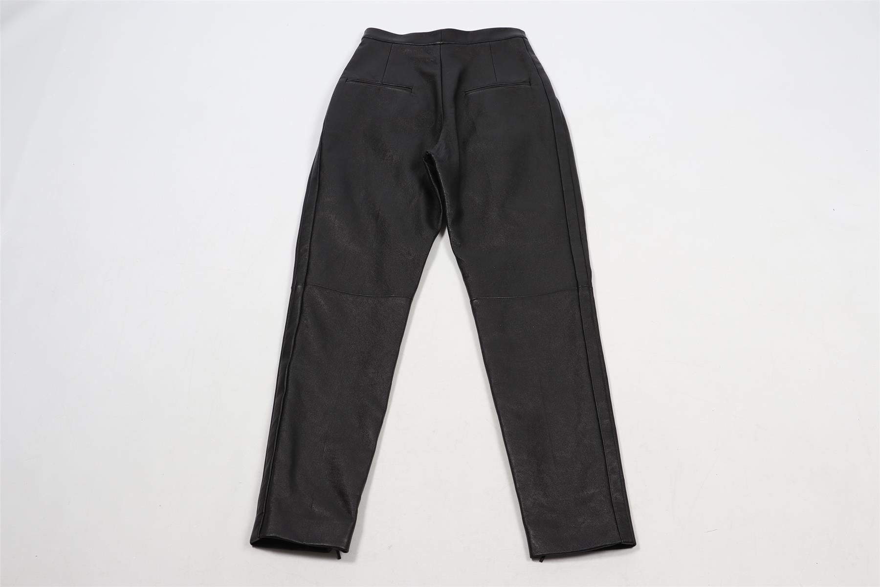 SAINT LAURENT BLACK LEATHER TAPERED PANTS FR 34 UK 6