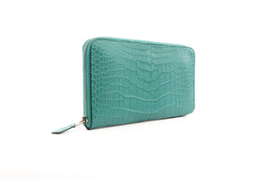 HERMÈS TURQUOISE 2017 AZAP CLASSIC MATTE ALLIGATOR MISSISSIPPIENSIS WALLET