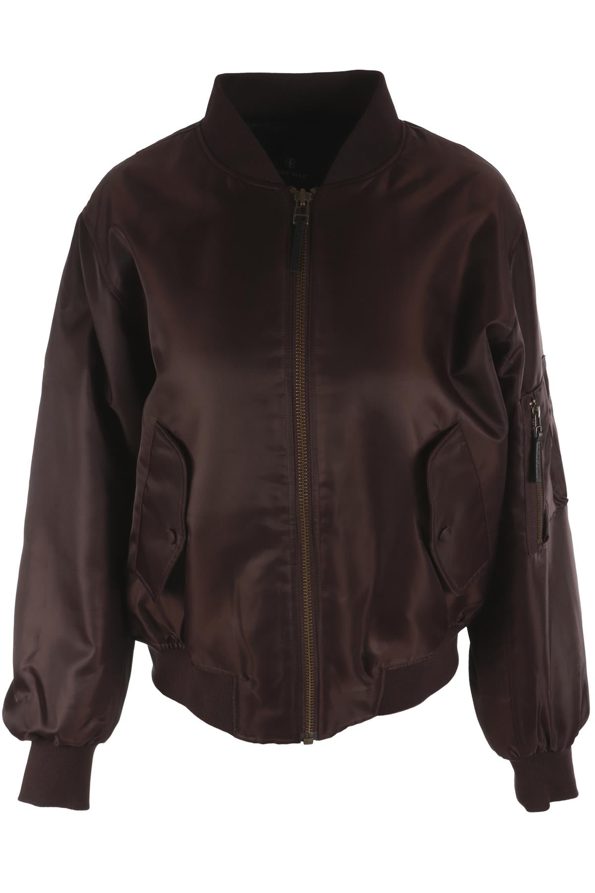 ANINE BING BROWN SHELL BOMBER JACKET XSMALL