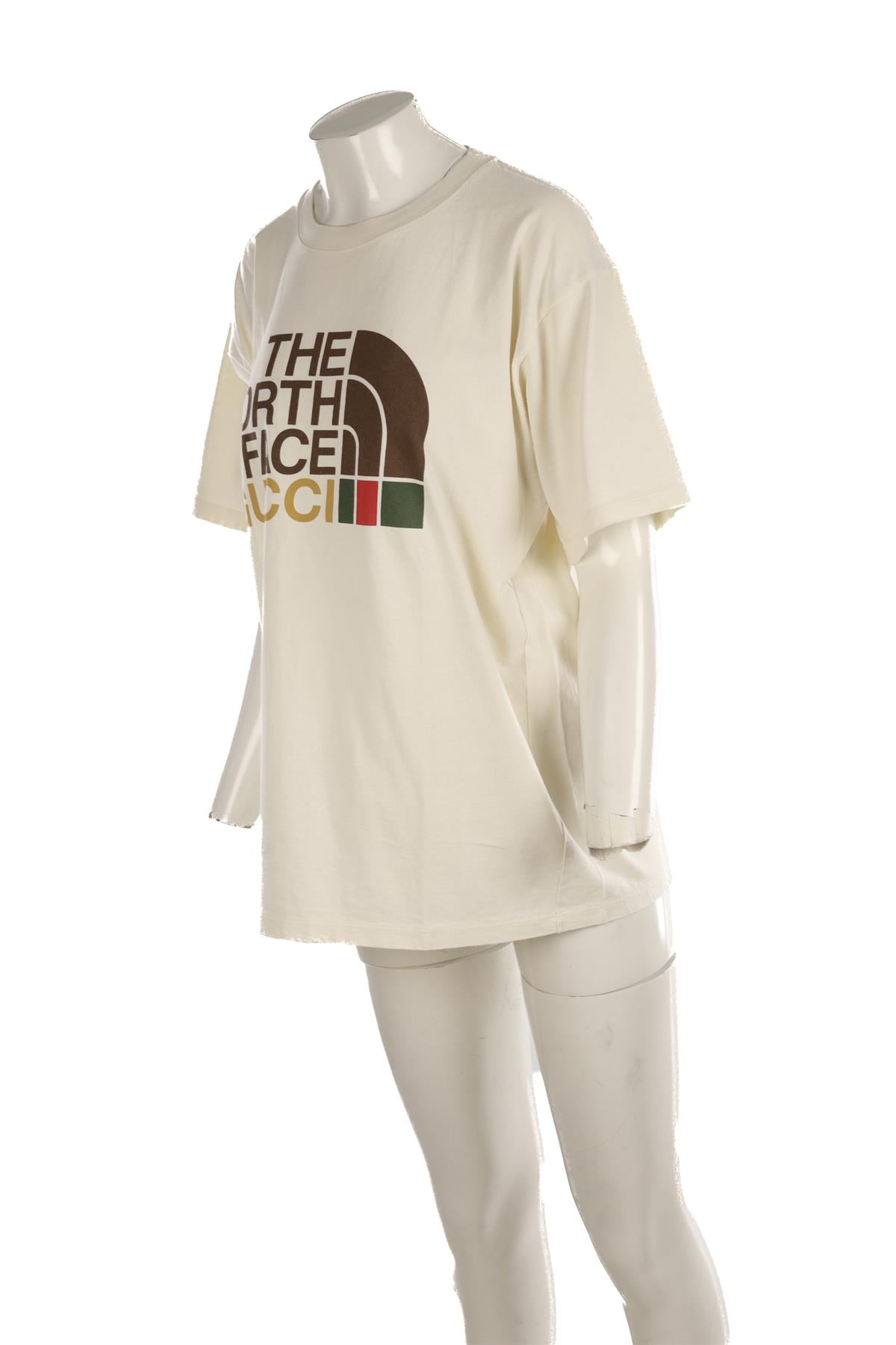 GUCCI + THE NORTH FACE CREAM COTTON T-SHIRT SMALL